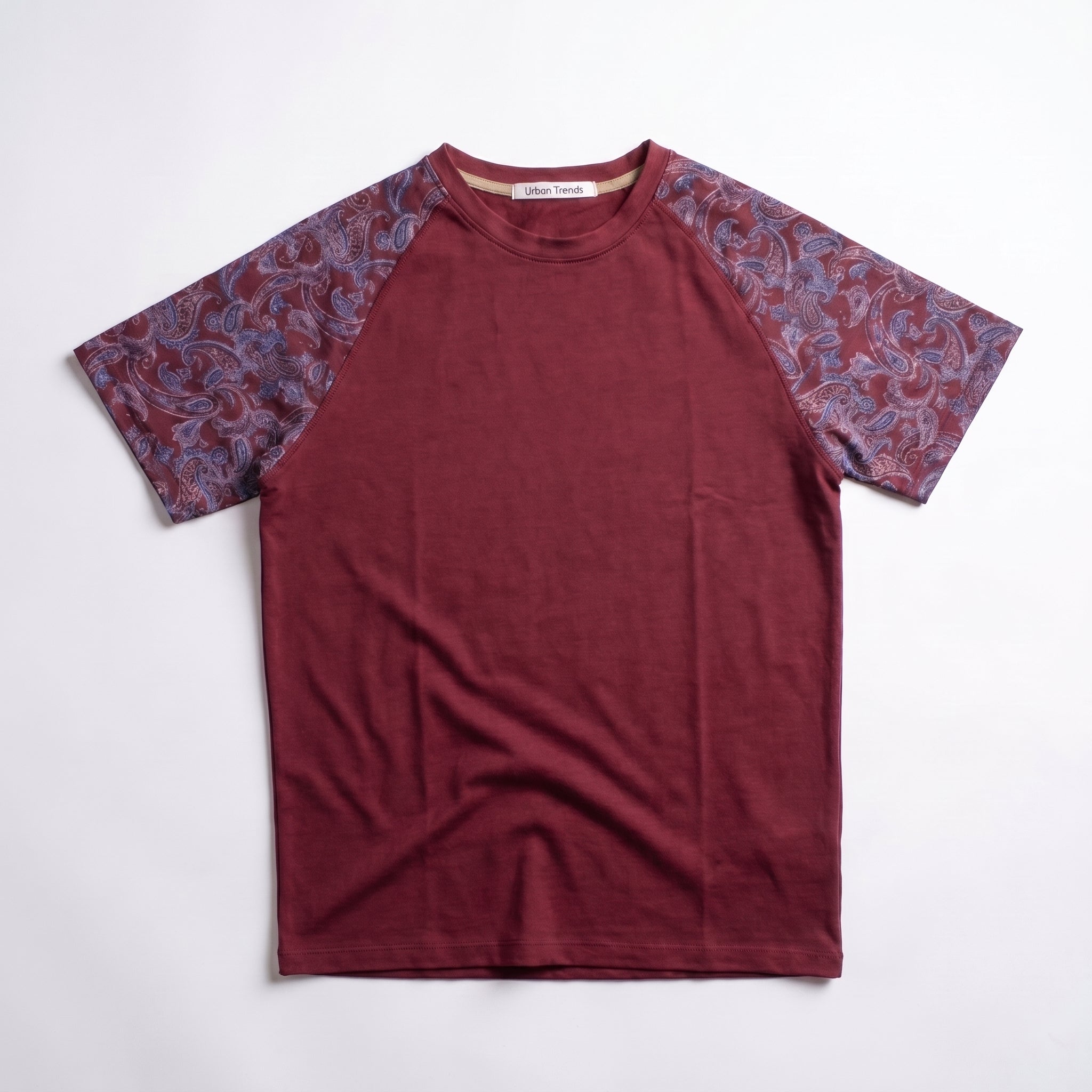 Burgundy Paisley Raglan Tee