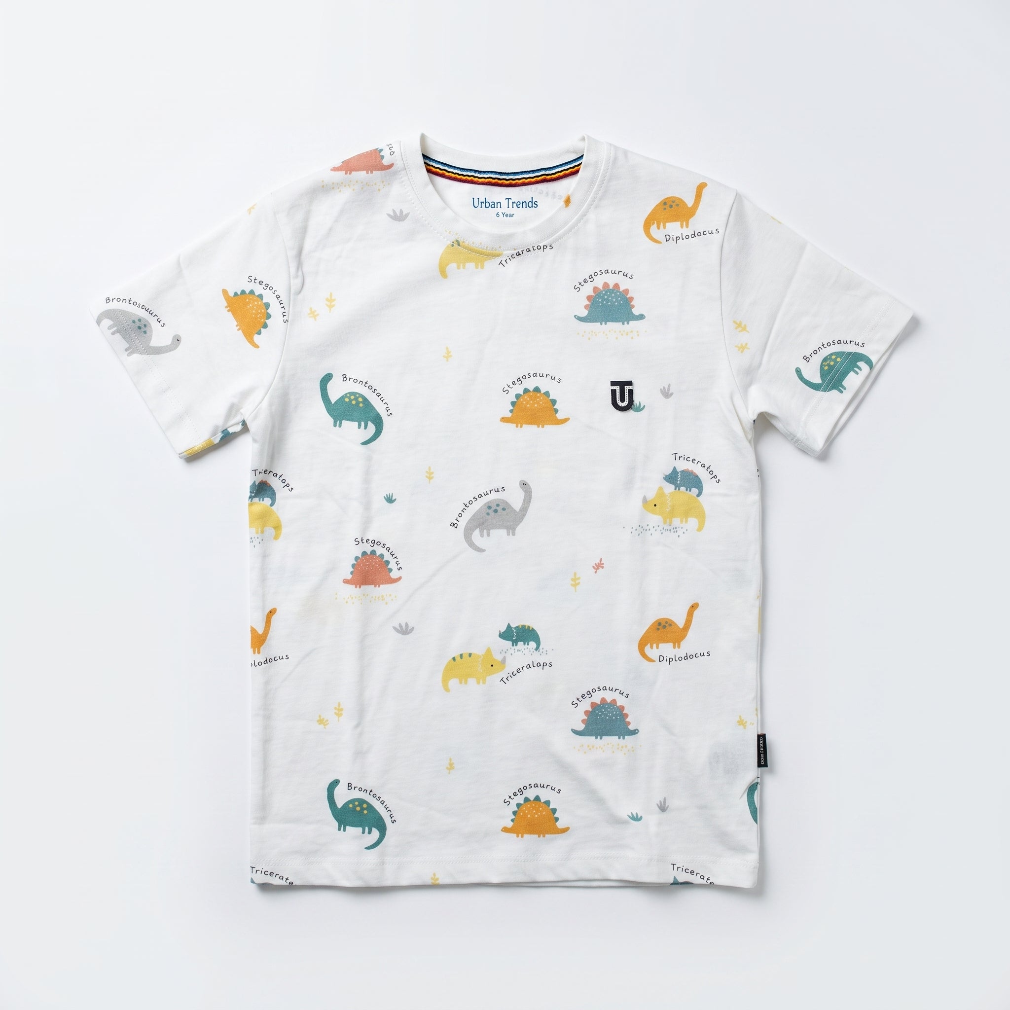 Colorful Allover Dinosaur Print Tee