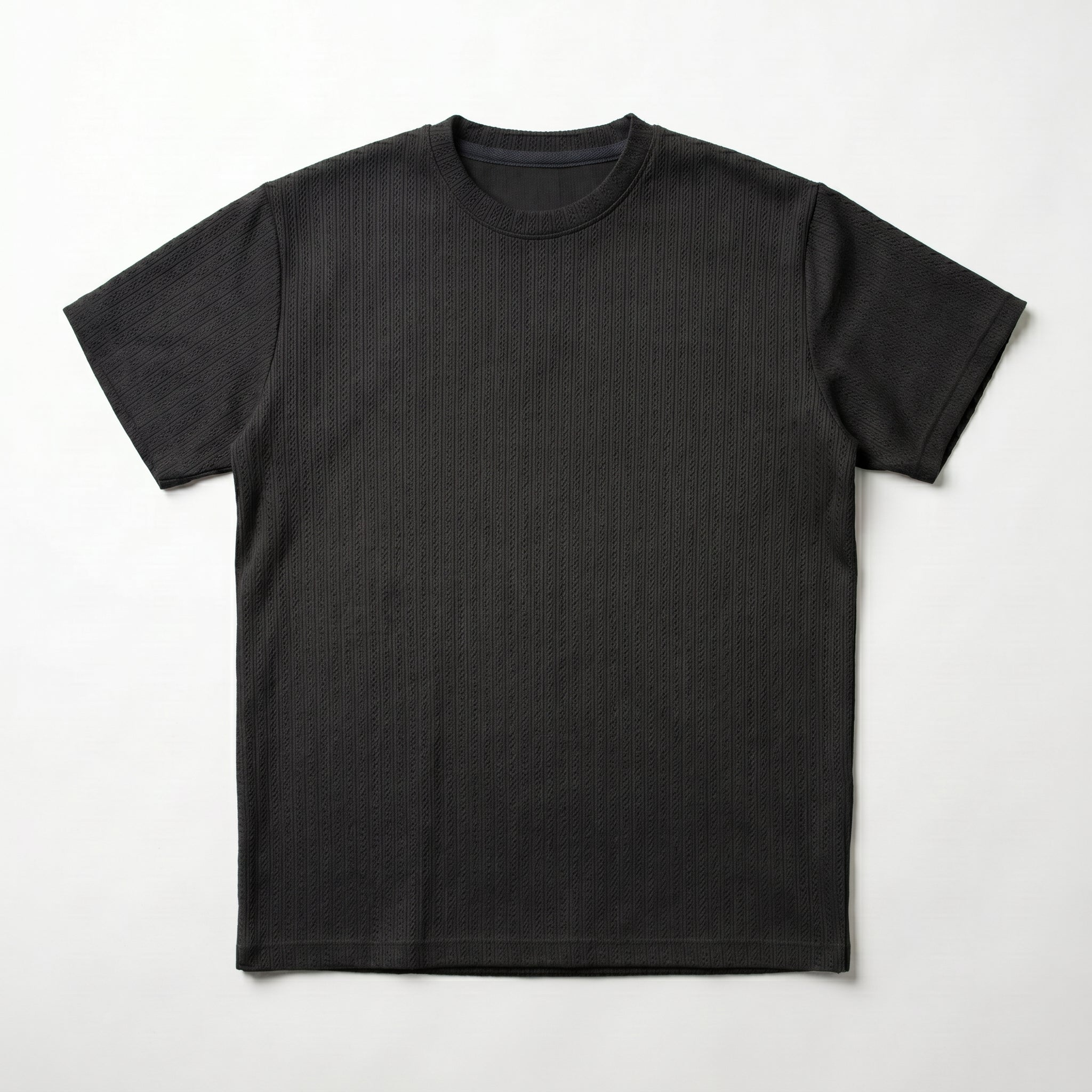 Jet Black Textured Ribbed Tee
