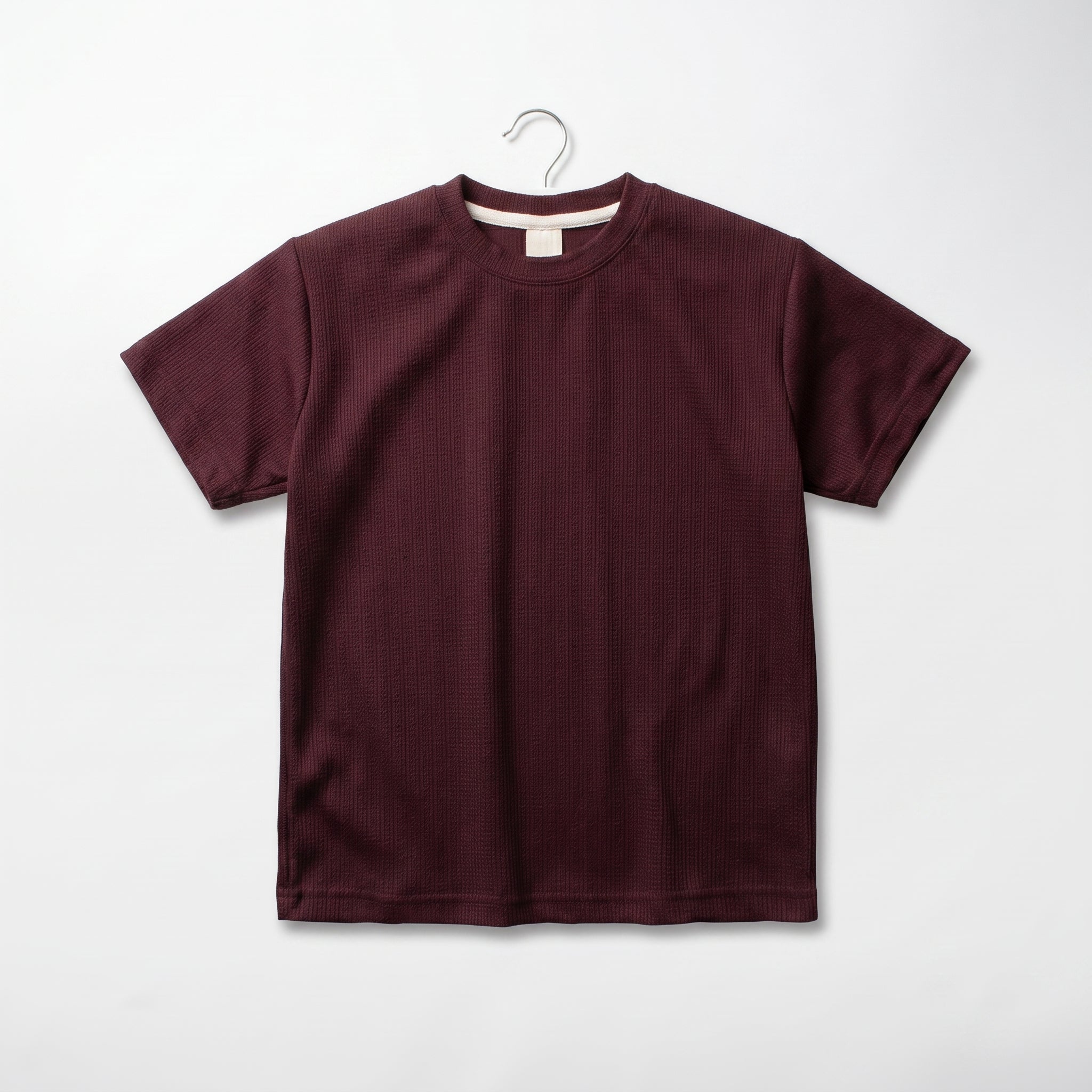 Maroon Textured Ribbed Tee