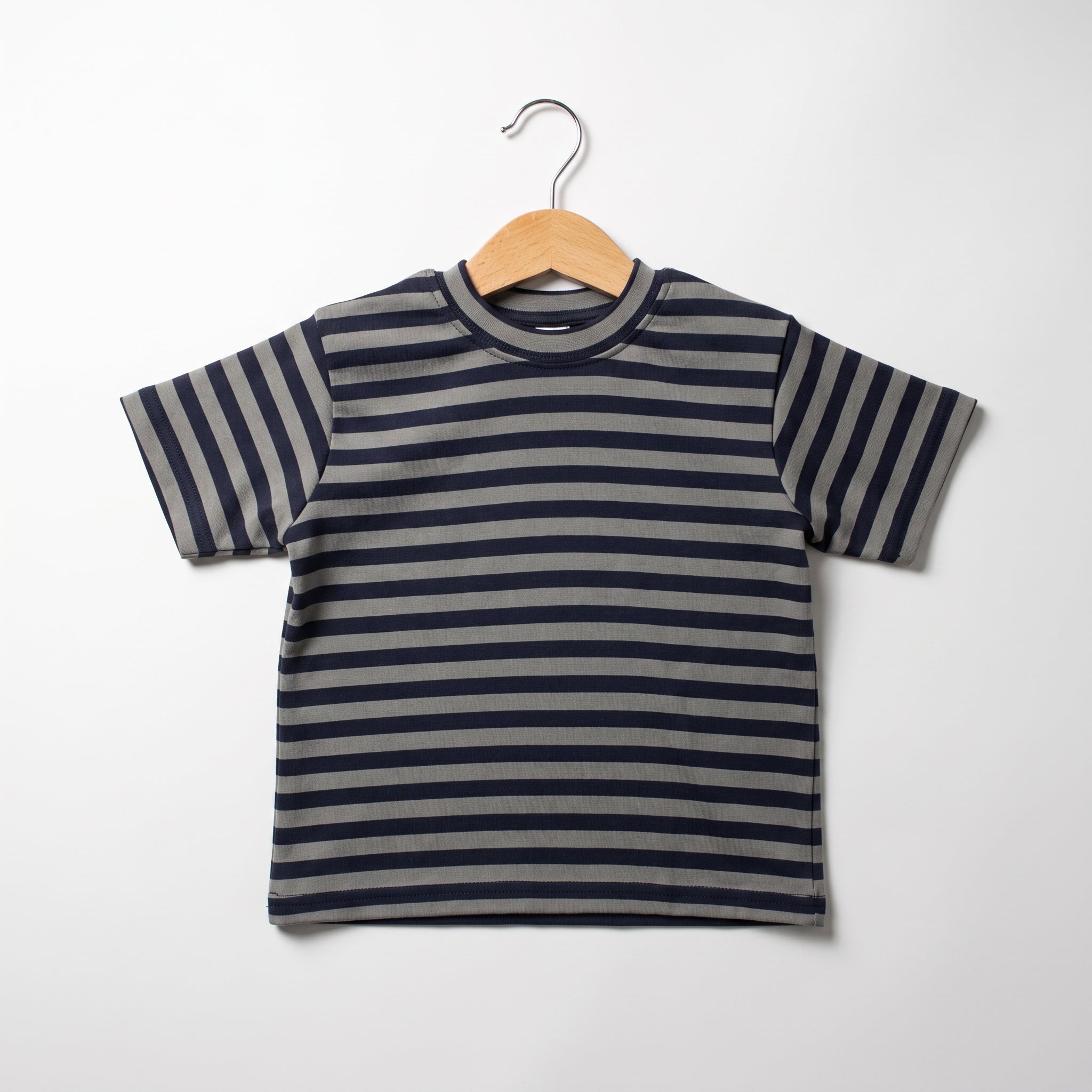 Charcoal & Navy Striped Crewneck Tee