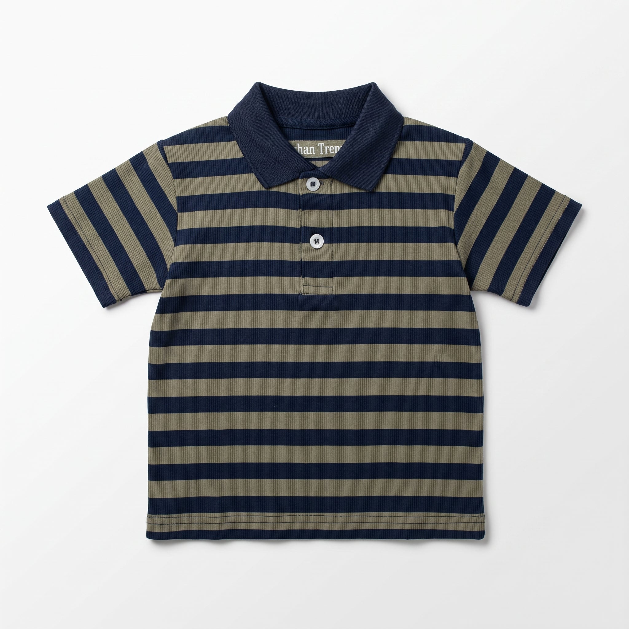 Olive & Navy Striped Polo