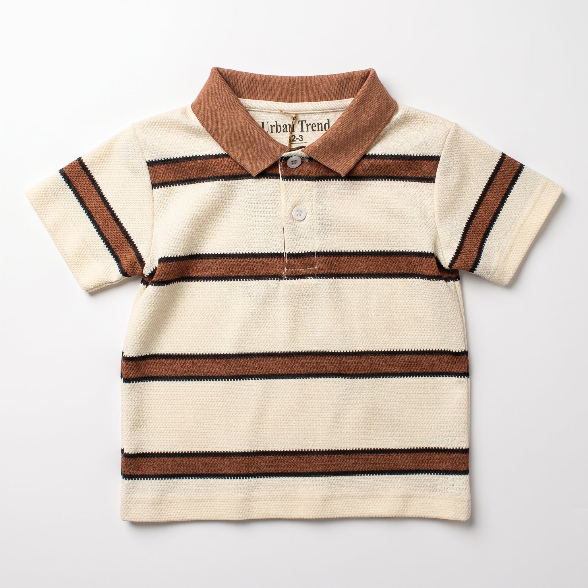 Cream & Brown Striped Polo