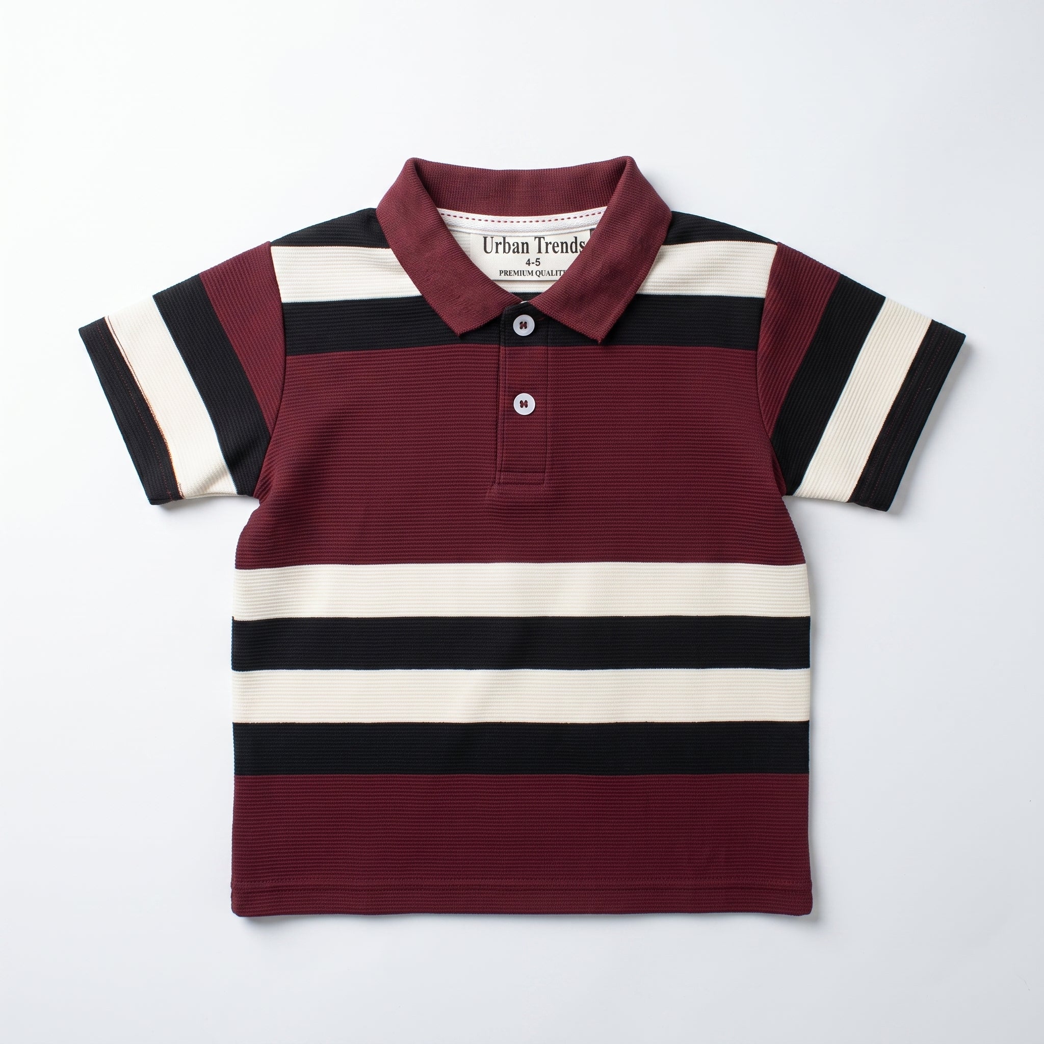 Burgundy & Black Striped Polo