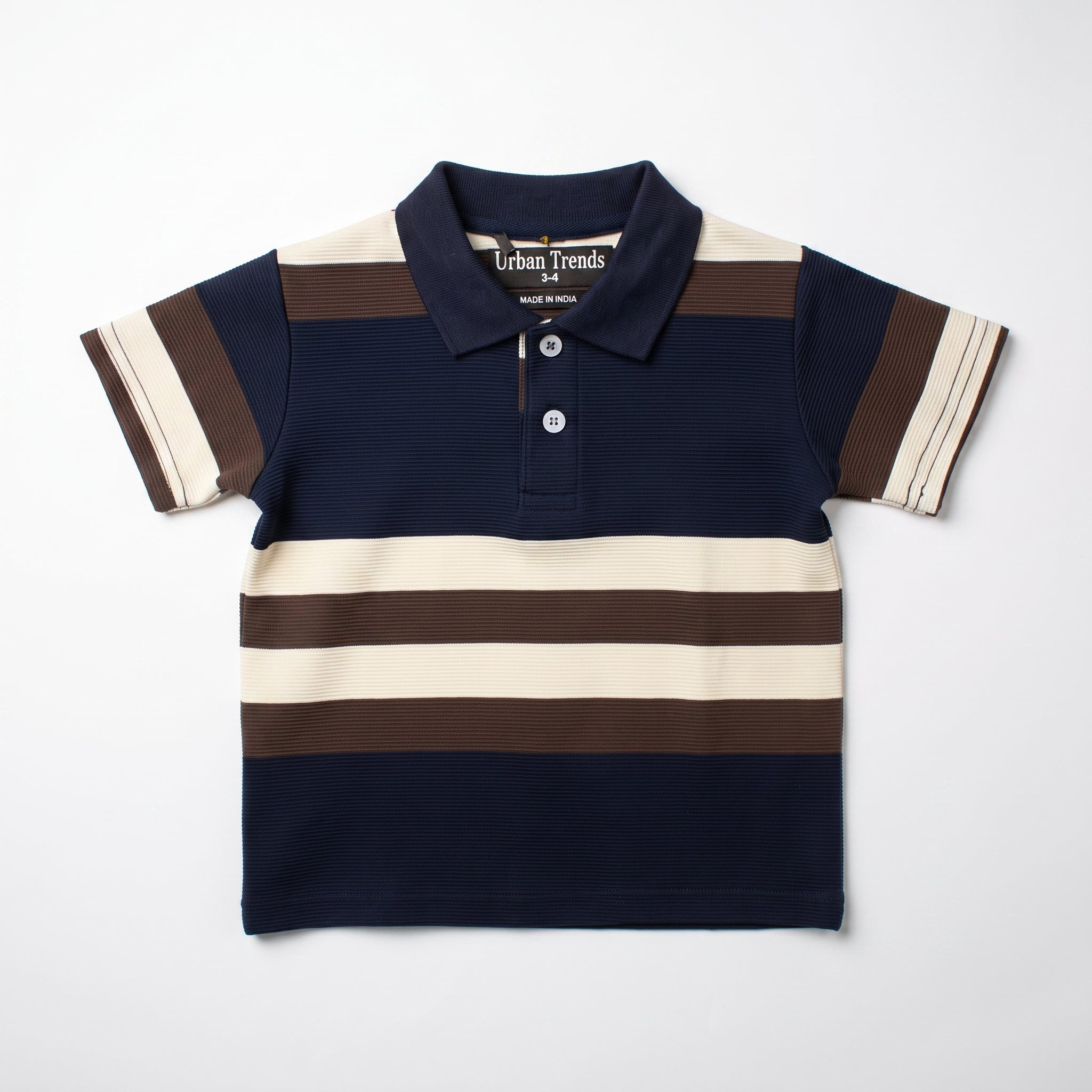 Navy & Cocoa Striped Polo