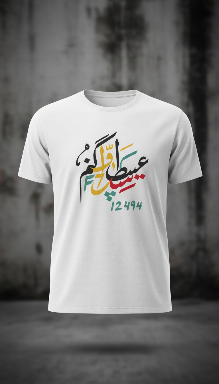 White Tee With Bold Urdu Typography