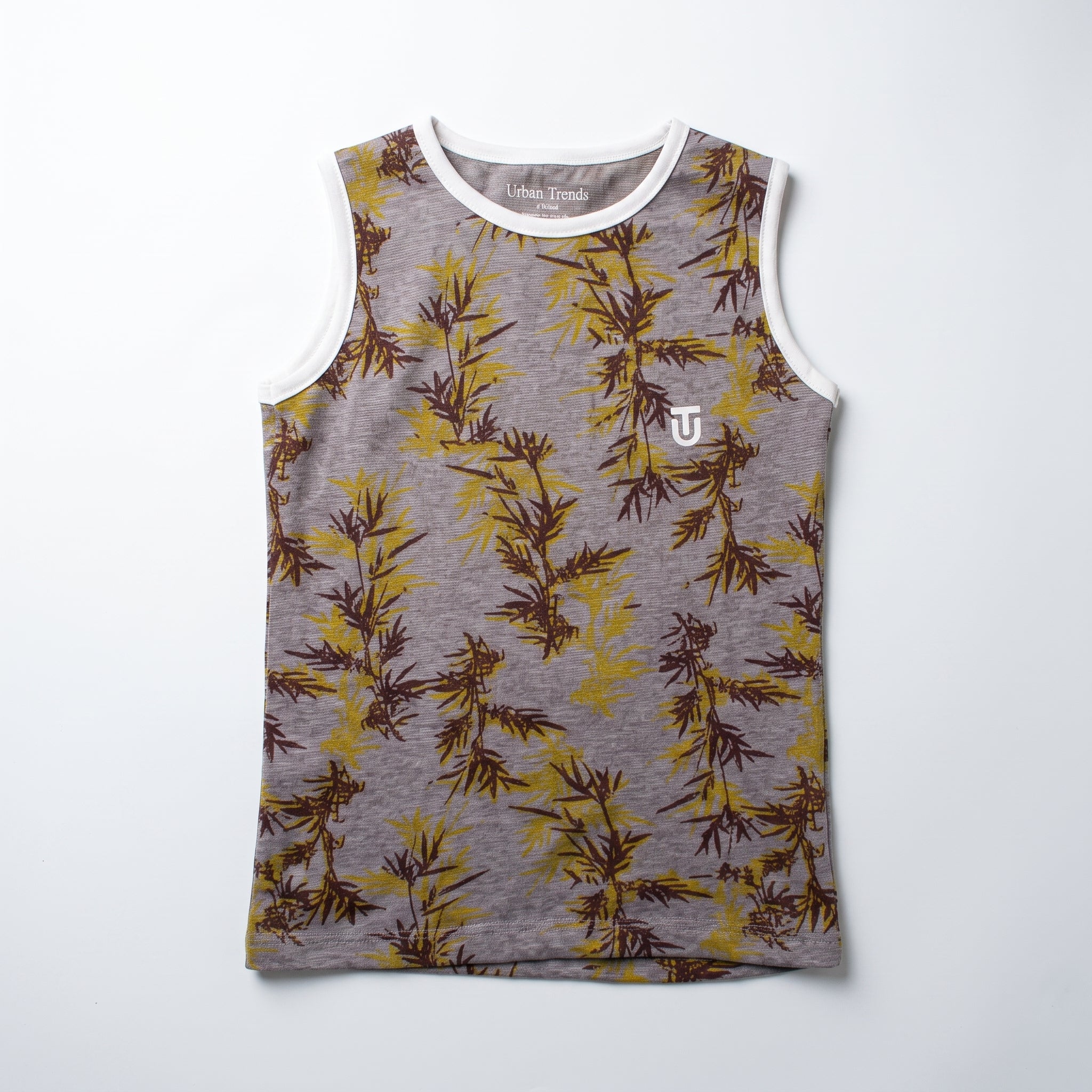 Earthy Mauve Leaf Print Sando