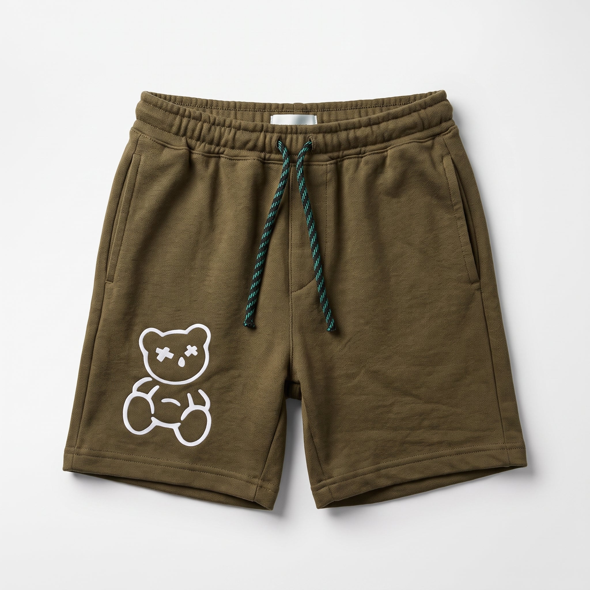 Olive Teddy Bear Fleece Shorts
