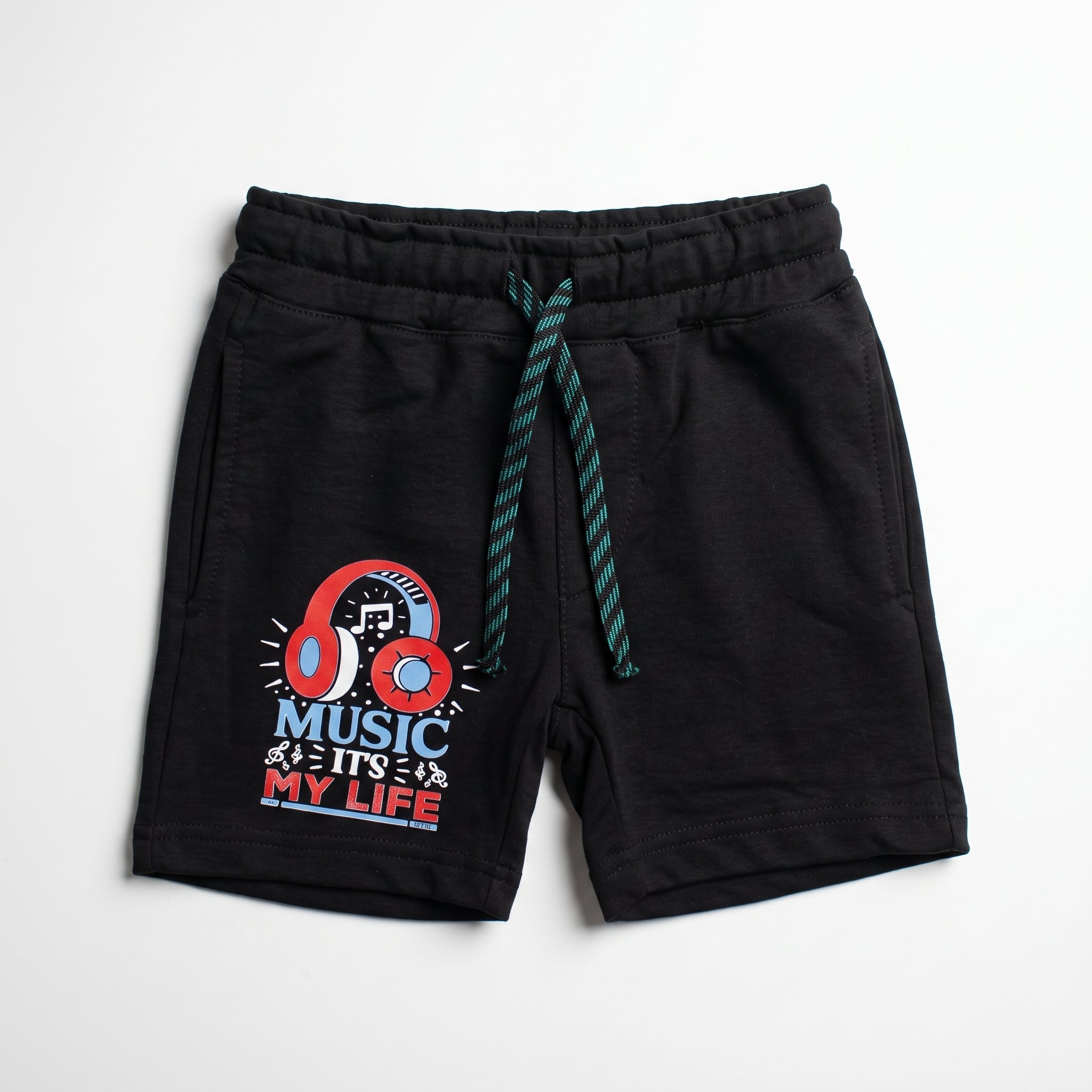 Black 'Music Is My Life' Shorts