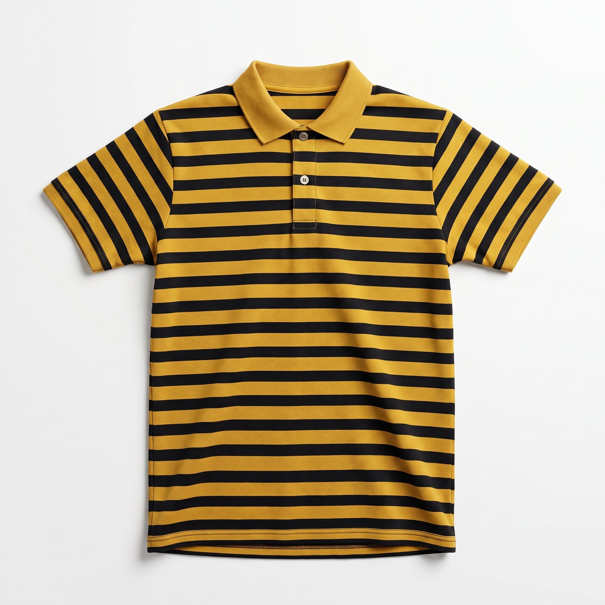 Yellow & Black Striped Polo Shirt