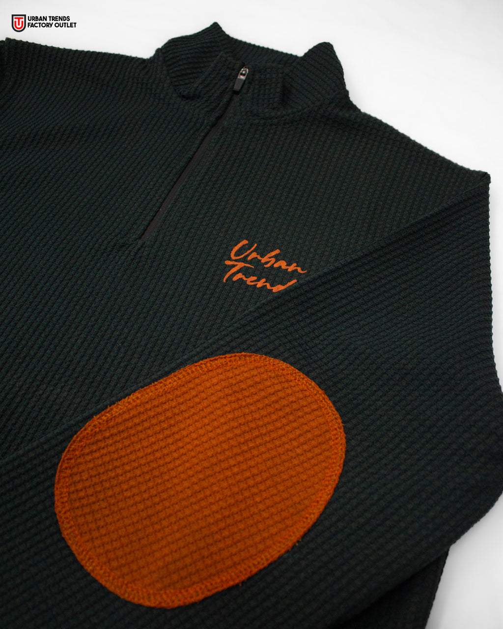 Textured Mock Neck Half-Zipper