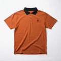 Rust Orange Polo with Contrast Collar