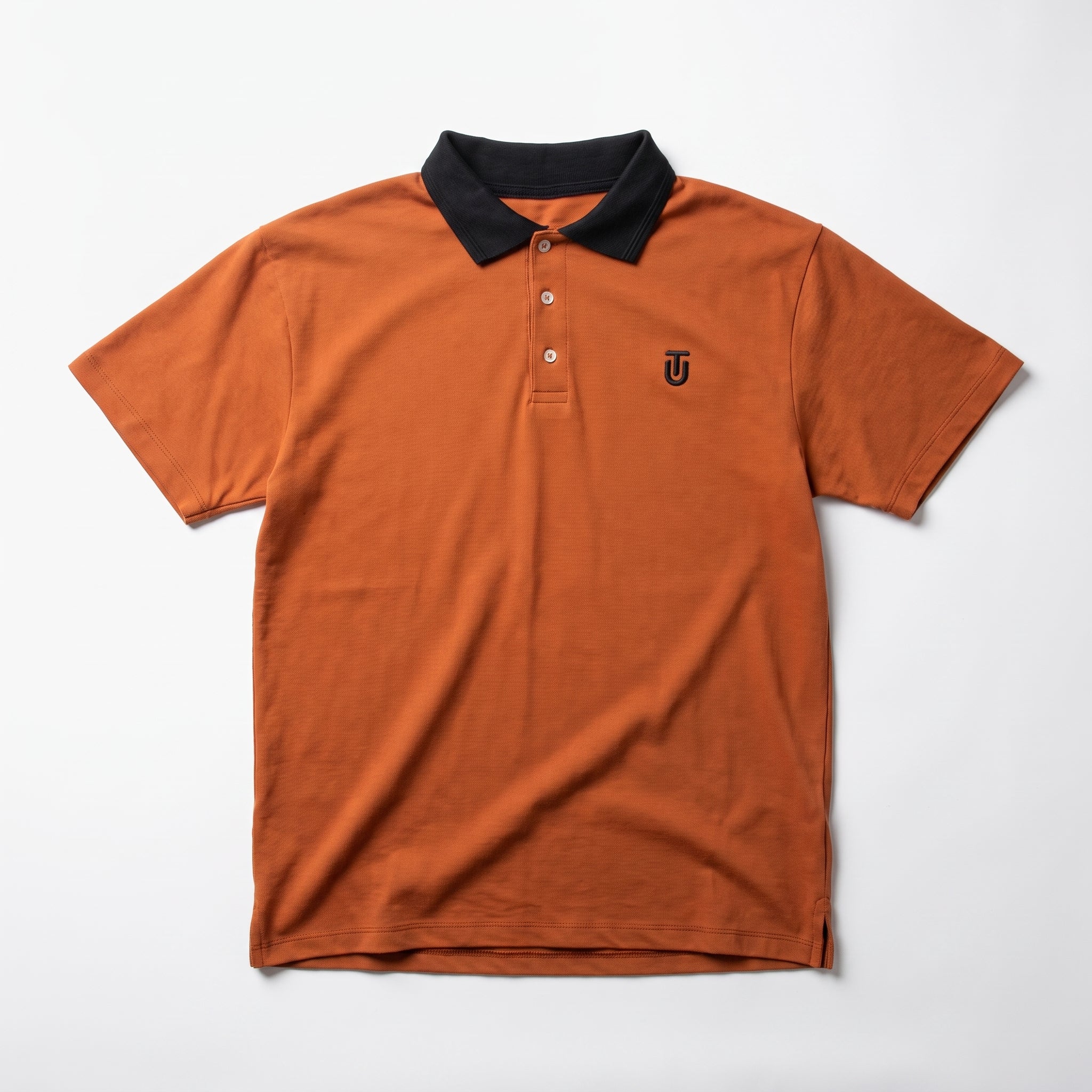 Rust Orange Polo with Contrast Collar