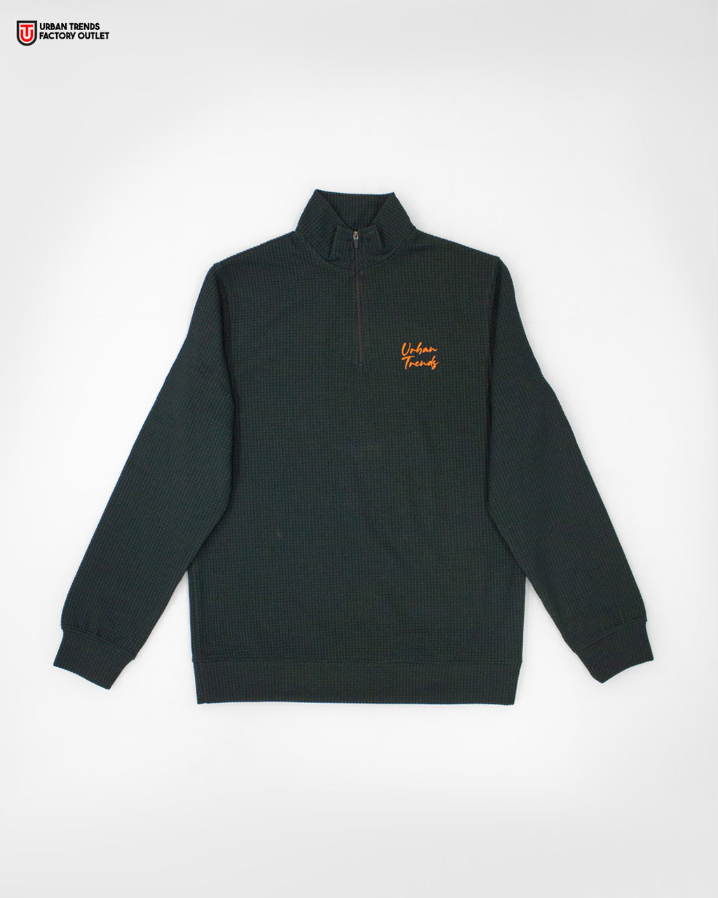 Textured Mock Neck Half-Zipper