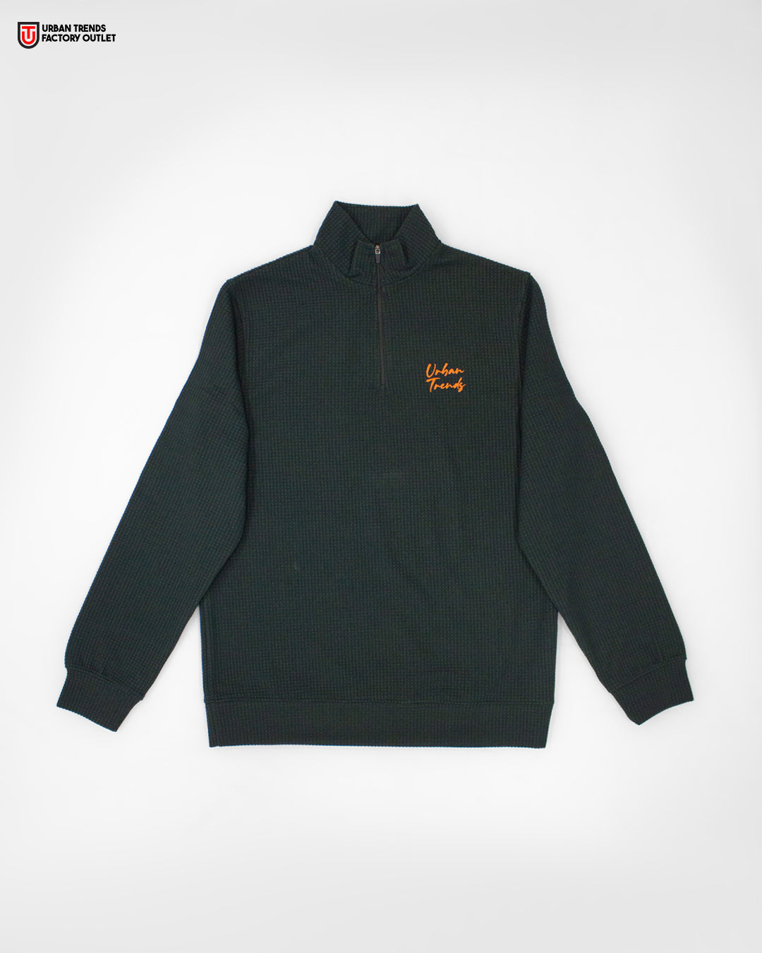 Textured Mock Neck Half-Zipper