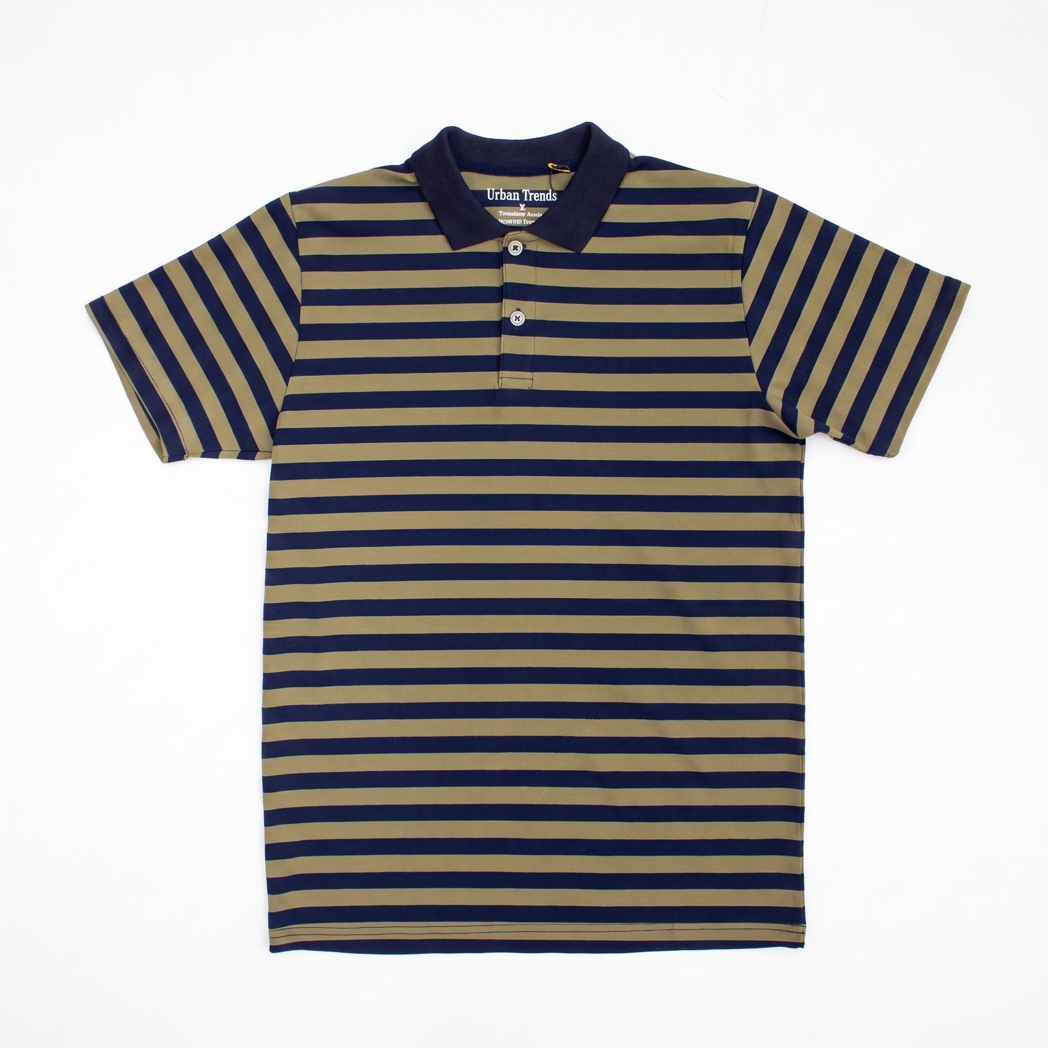 Olive Green & Navy Striped Polo