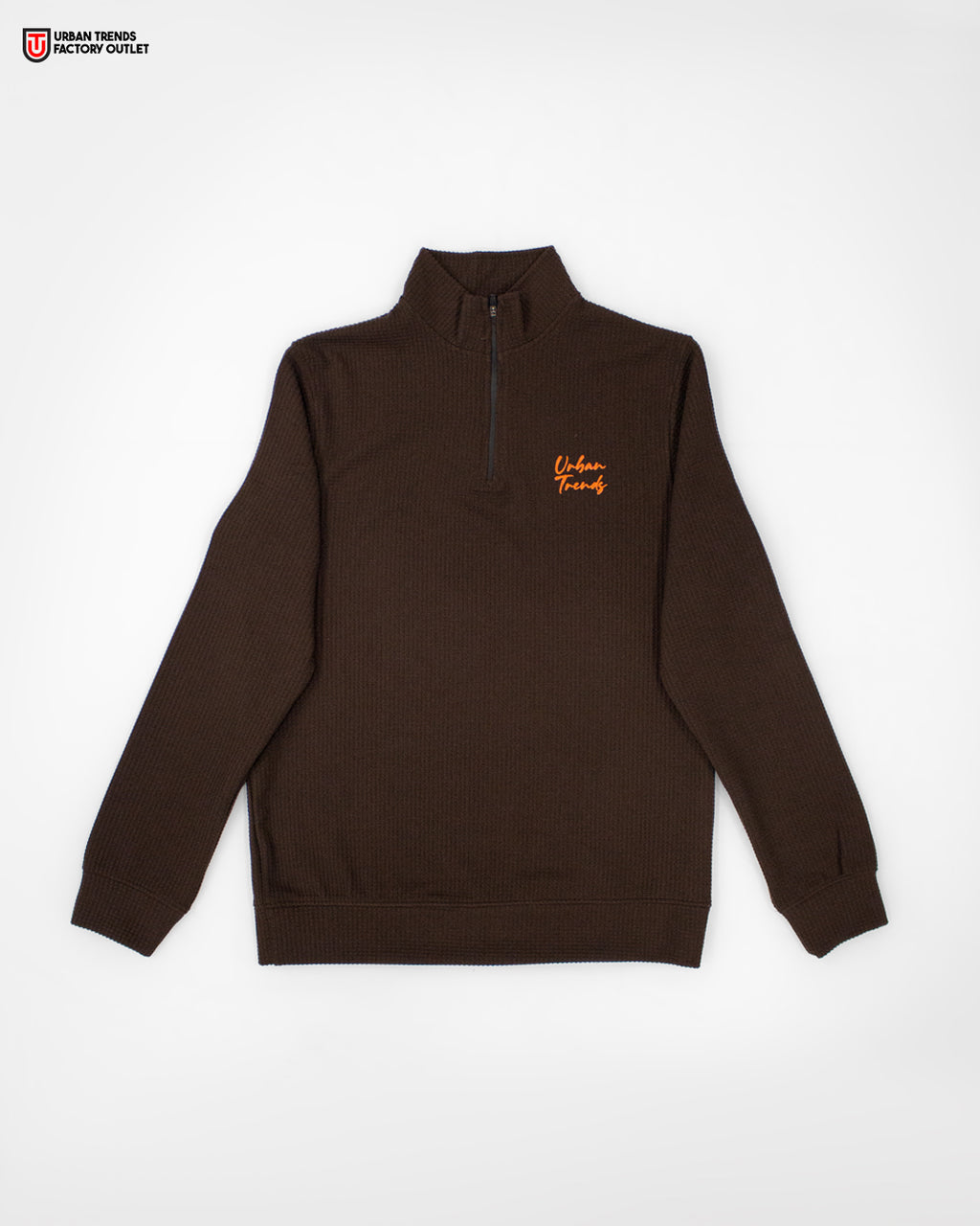 Textured Mock Neck Half-Zipper