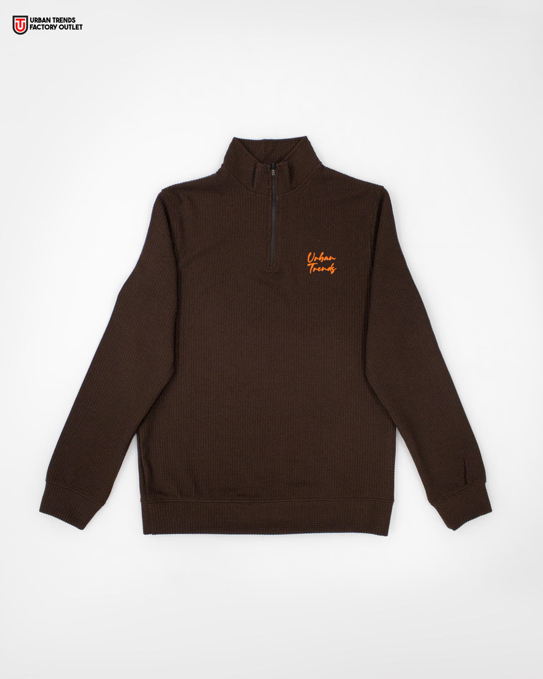 Textured Mock Neck Half-Zipper