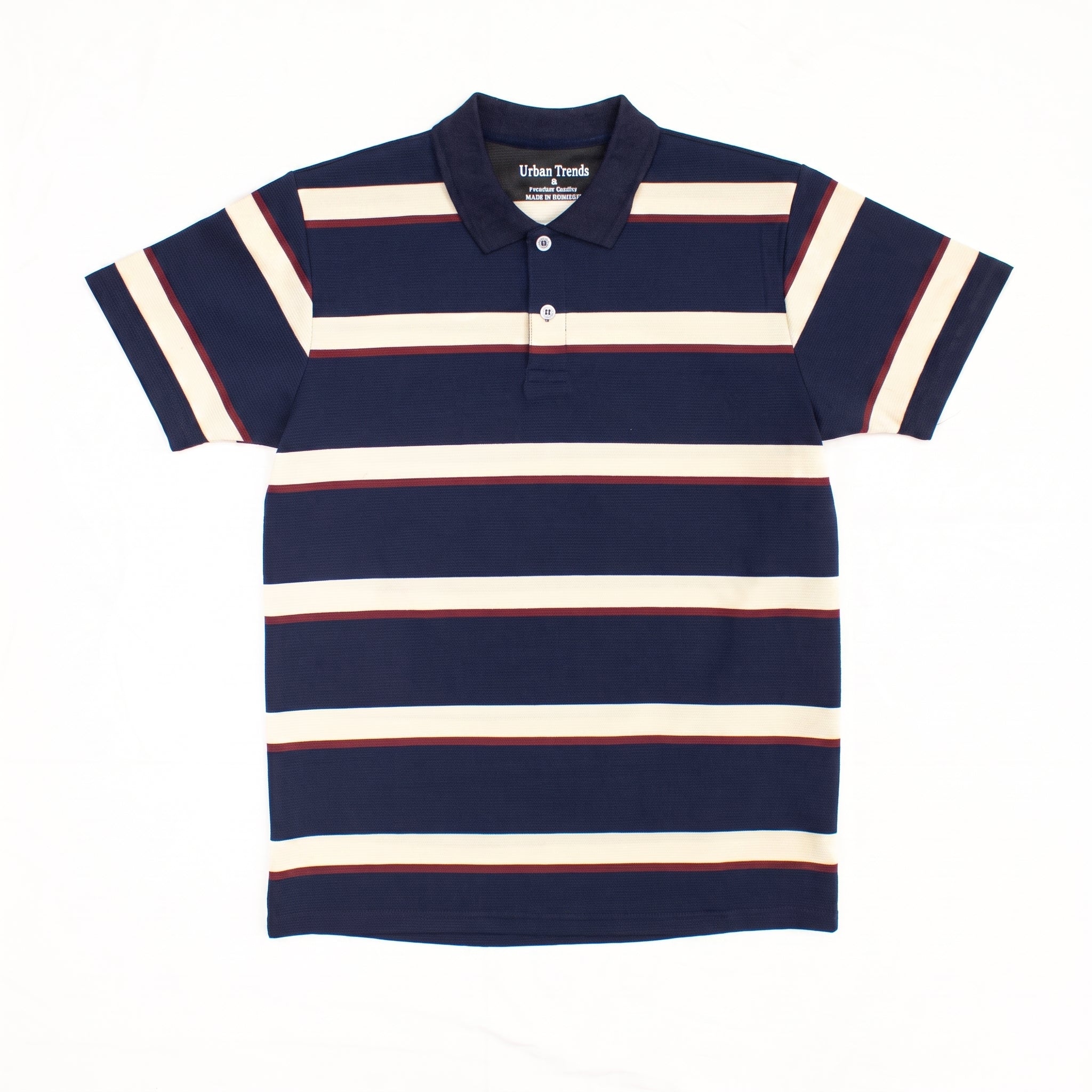 Navy & Cream Striped Classic Polo