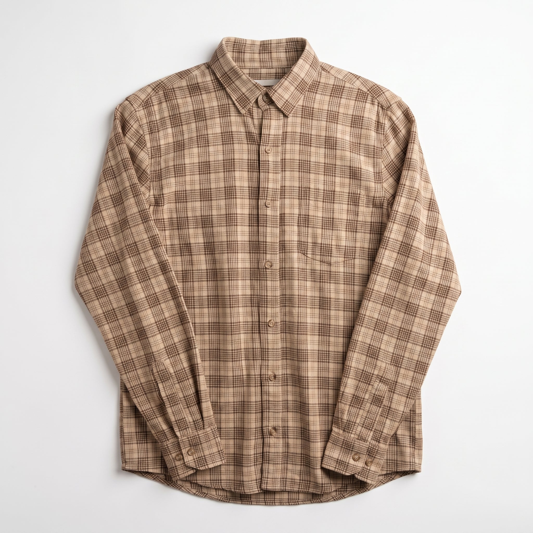Beige Plaid Check Shirt