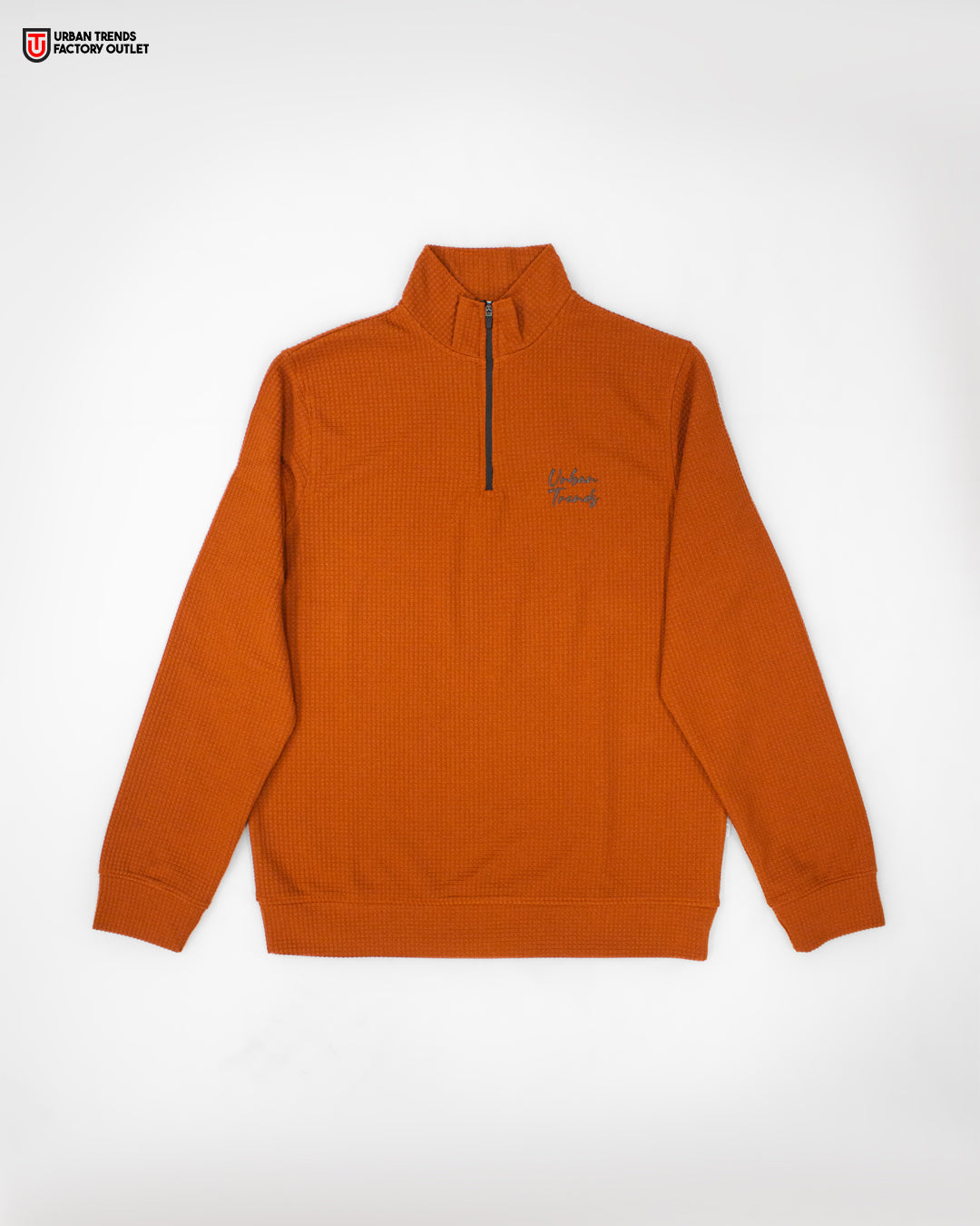 Textured Mock Neck Half-Zipper