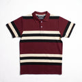 Burgundy & Cream Striped Polo