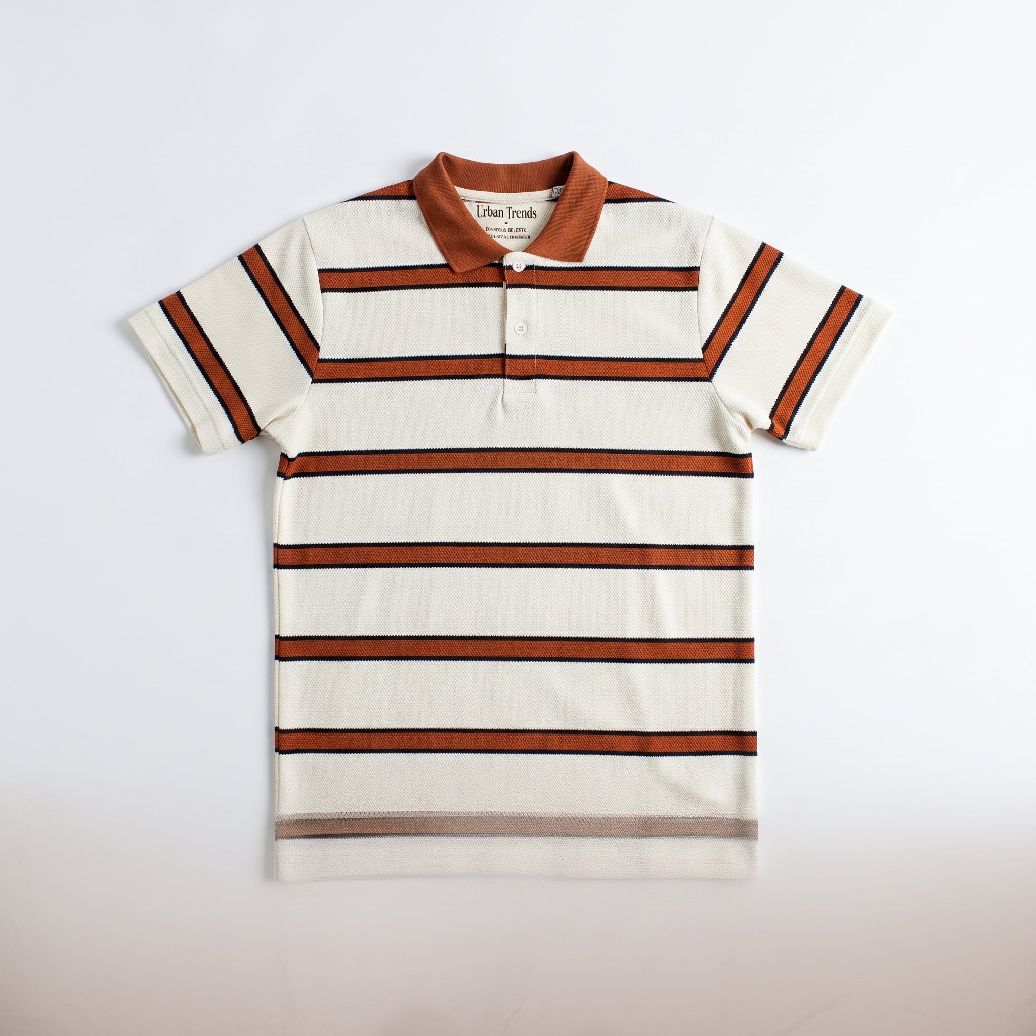 Cream & Terracotta Striped Polo