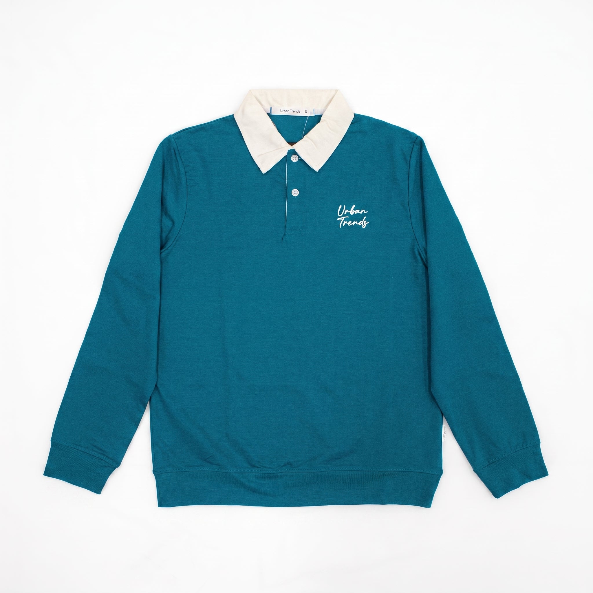 Teal Long-Sleeve Rugby Polo