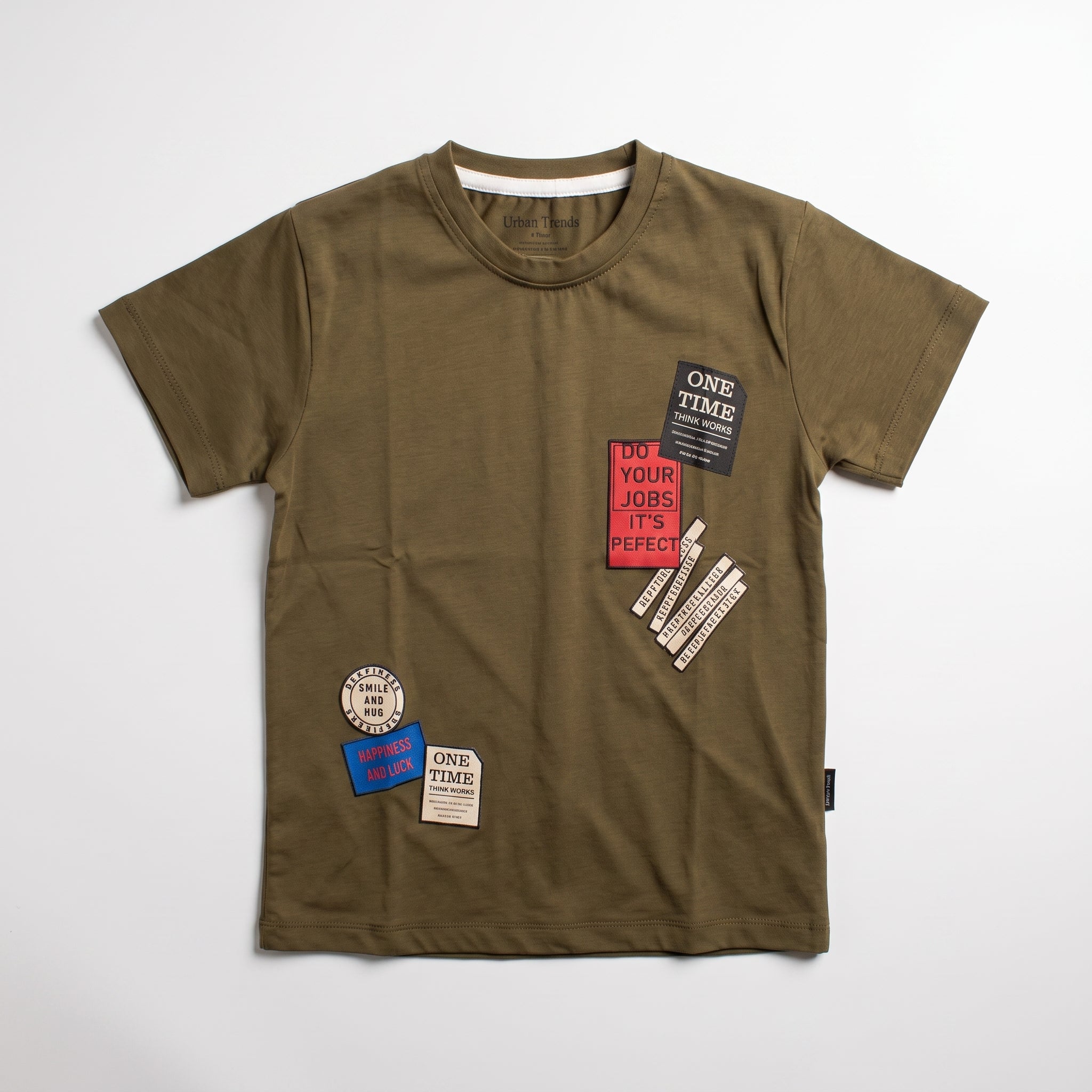Multi-Patch Statement Olive Tee