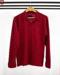 Urban Crimson Waffle-Knit Overshirt
