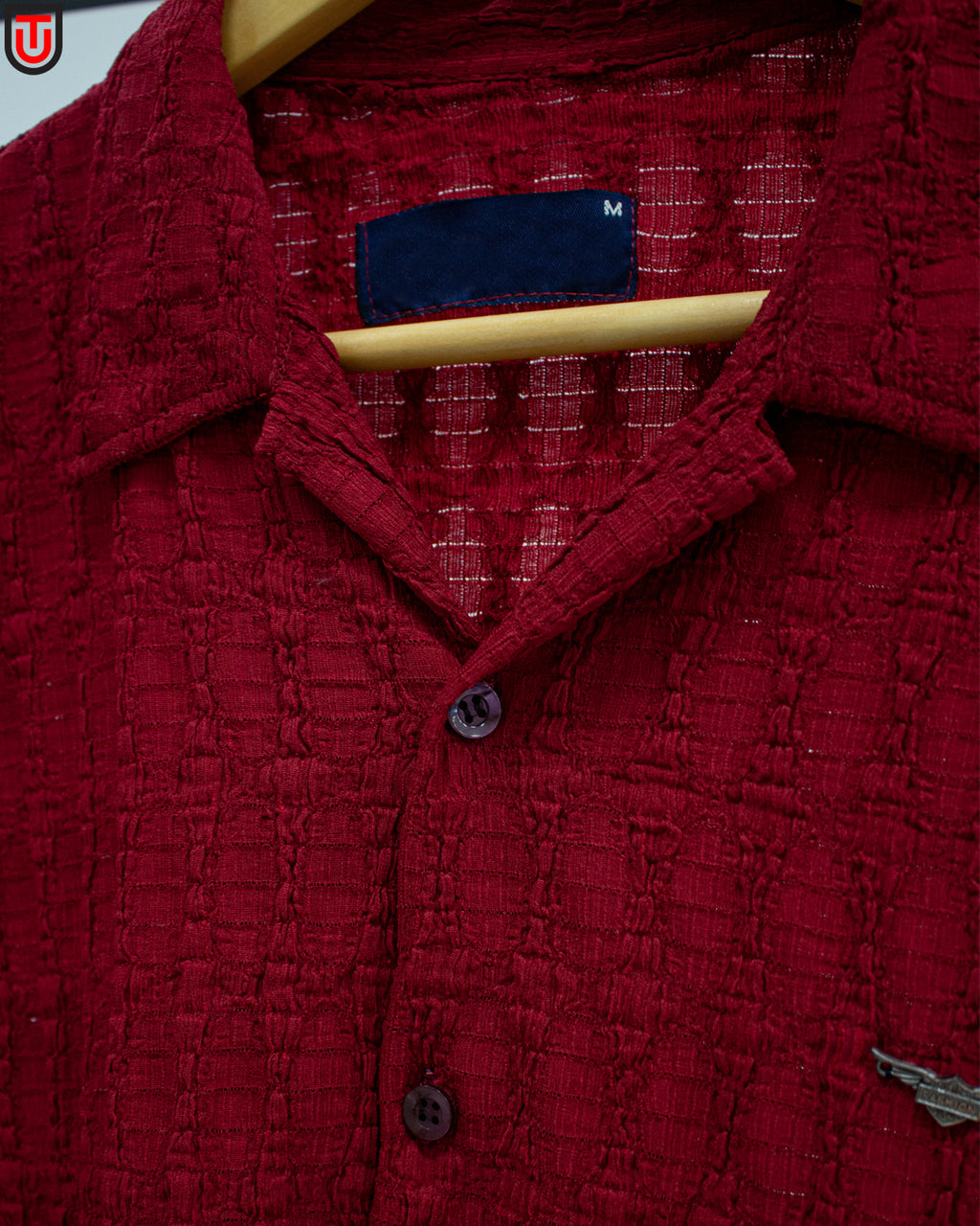 Urban Crimson Waffle-Knit Overshirt
