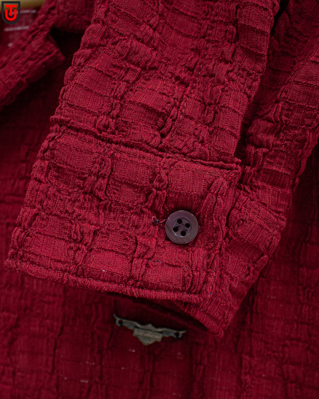 Urban Crimson Waffle-Knit Overshirt